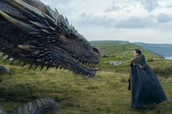 Drogon (dragon) et Jon