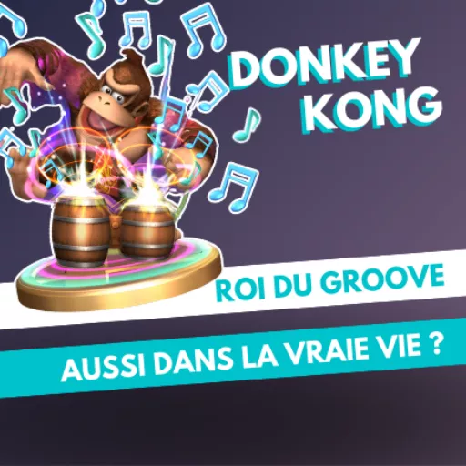 Donkey Kong en train de jouer de la musique et texte Donkey Kong : roi du groove aussi dans la vraie vie ?