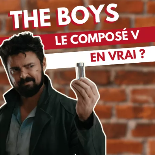 Personnage de The Boys tenant un tube à essai avec le composé V