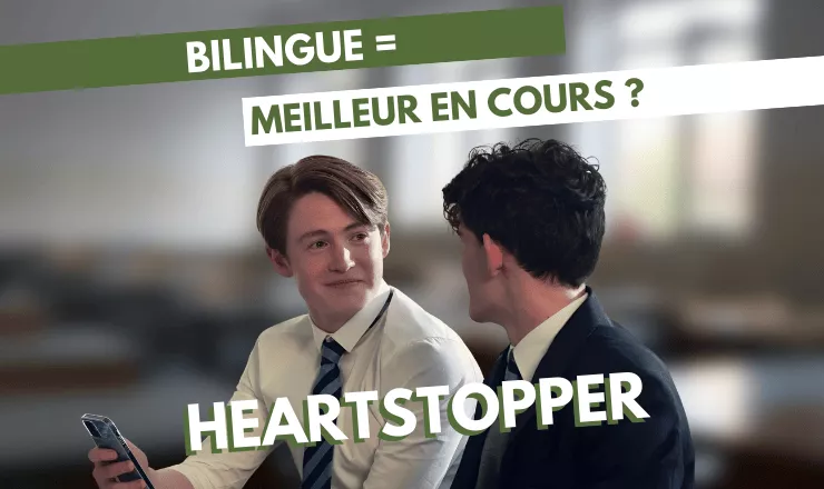 Nick et Charlie se regardant dans les yeux dans une salle de classe. Texte 