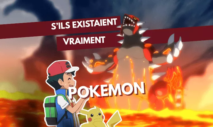 un grand dragon dans la lave et sacha et picachu